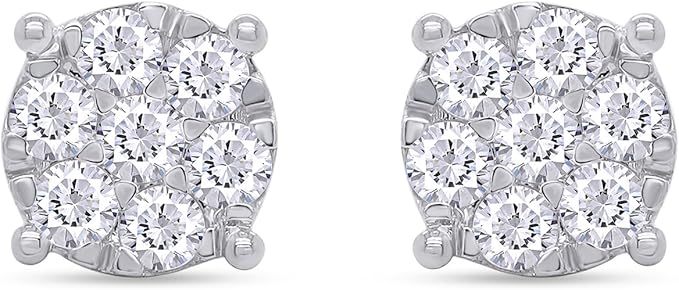 SAVEARTH DIAMONDS Carat Round Cut Lab Created Moissanite Diamond Cluster Stud Earrings In 14k Gold Over Sterling Silver Jewelry For Women EX-STOCK