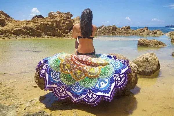 Tassel Fringe Beach Large Round Towel Fringe Beach Mat - EX-STOCK Canada