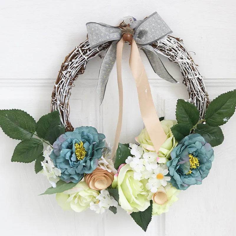 Christmas Wreaths On The Door Artificial Flowers Garland Window Door Hanging Decorative Supplies For Christmas Party New Year - EX-STOCK Canada