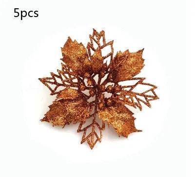 Glitter Artifical Christmas Flowers Christmas Tree Decorations For Home Fake Flowers Xmas Ornaments New Year Decor - EX-STOCK Canada