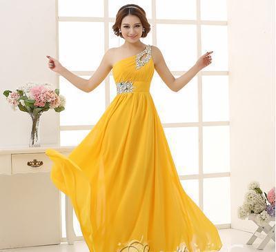 Evening dress one-shoulder dinner banquet long banquet EX-STOCK Canada