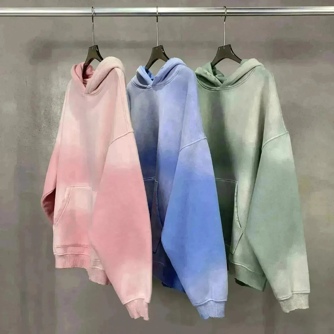 Fall Winter High Street Velvet Padded Thickened Hoodie sweatshirt for men
