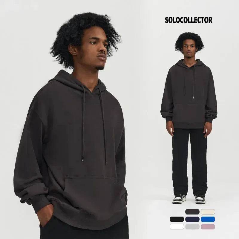 Plain Color American Retro Hoodie Pullover Sweatshirt Men - EX-STOCK Canada