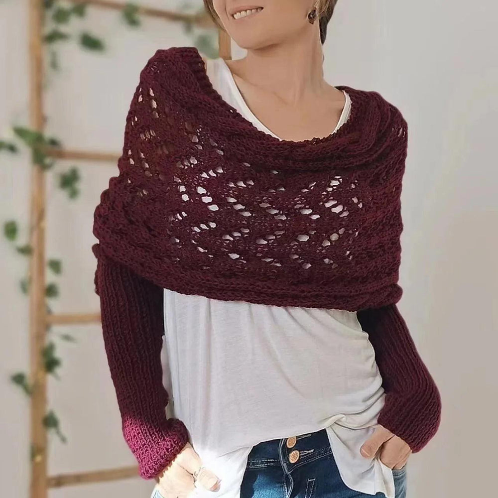 Autumn And Winter Warm Knitted Shawl Women's Hollowed-out Double Sleeve Shawl Collar Fashion Natural For Home And Party EX-STOCK Canada