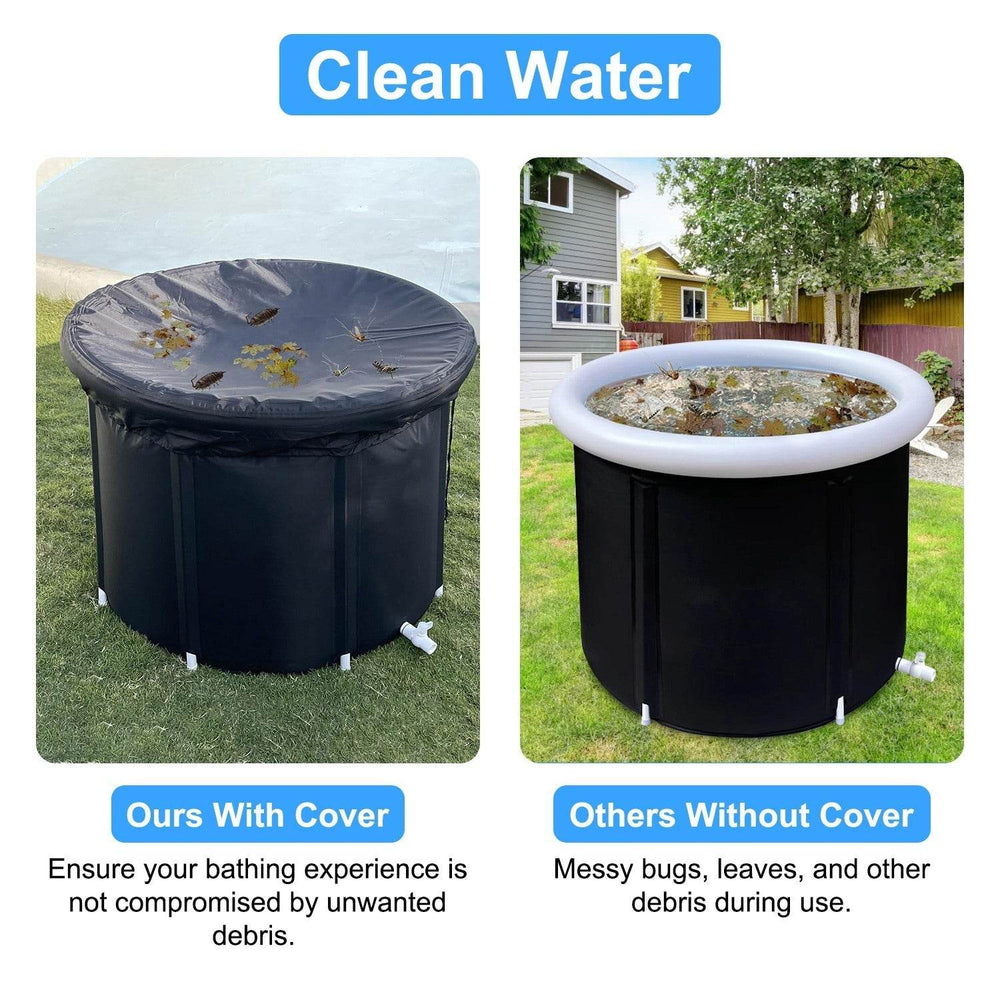 1Pc 97Gal Large Size Ice BathTub With Cover For Adults Athletes Recovery Cold Water Therapy Outdoor Portable Cold Plunge Tub 660LBS Load Capacity 33.46x33.46x29.52in - EX-STOCK Canada