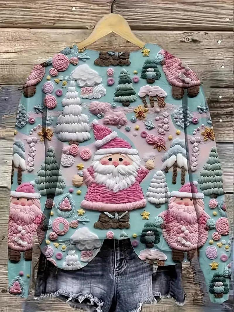 Sweat-shirt à col rond pour femme avec motif de NoëlEX-STOCK Canada