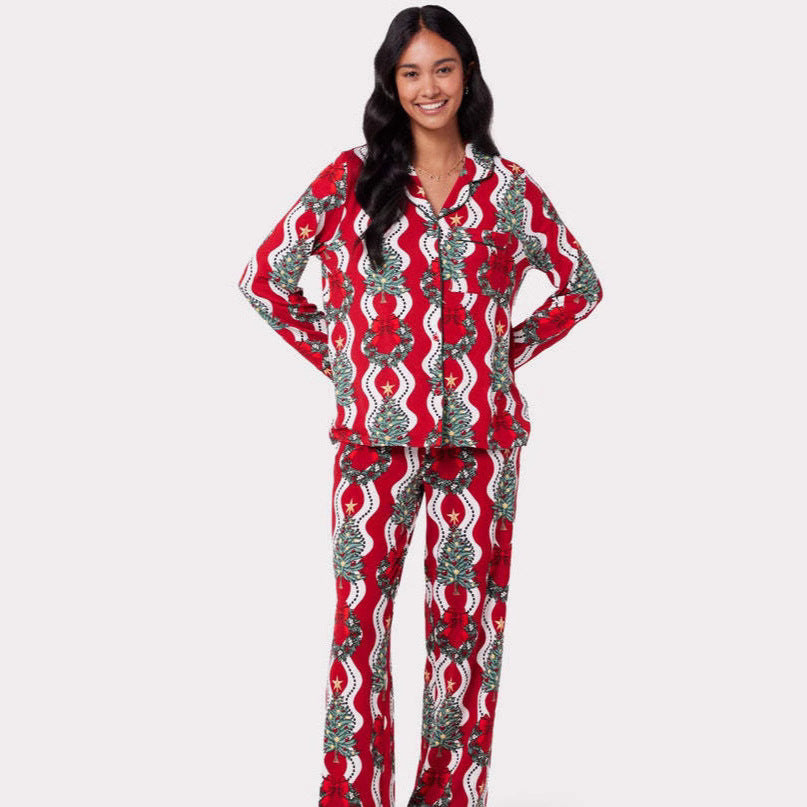 Christmas Printed Long-sleeved Trousers Autumn Ladies Home Leisure Suit EX-STOCK Canada