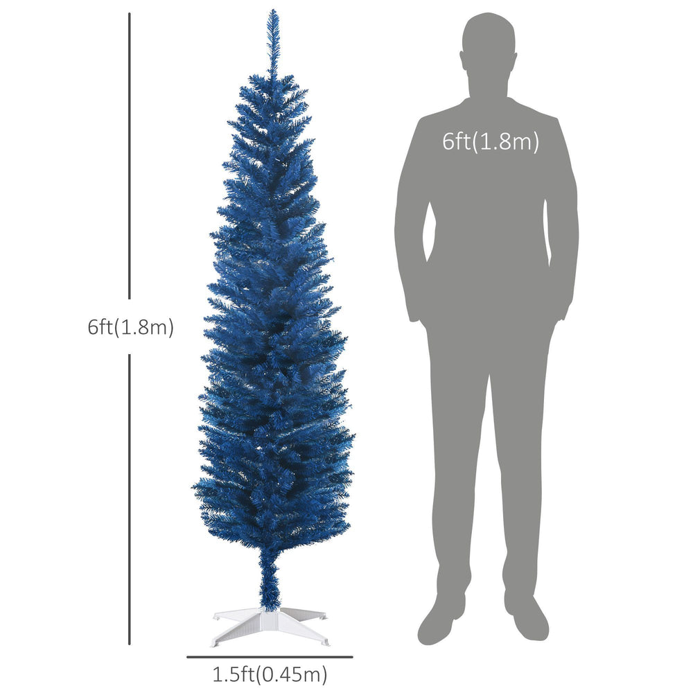 6ft Pencil Christmas Trees, Skinny Artificial Christmas Tree For Xmas Holiday Decor, Deep Blue EX-STOCK Canada
