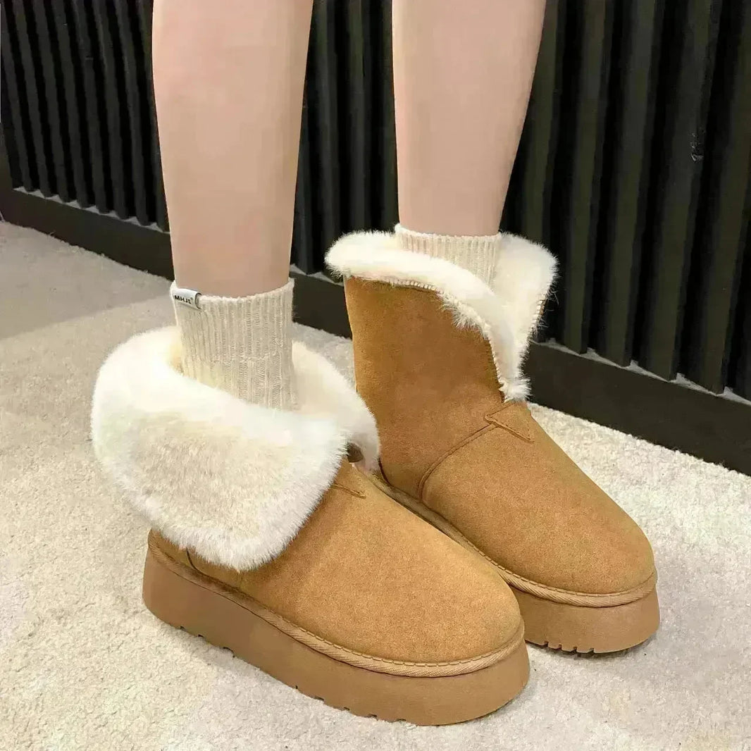 Winter Warm Snow Boots New Fashion Foldable Fleece Cotton Shoes For Women Plus Velvet And Thickened Plush Ankle Boots - EX-STOCK CANADA