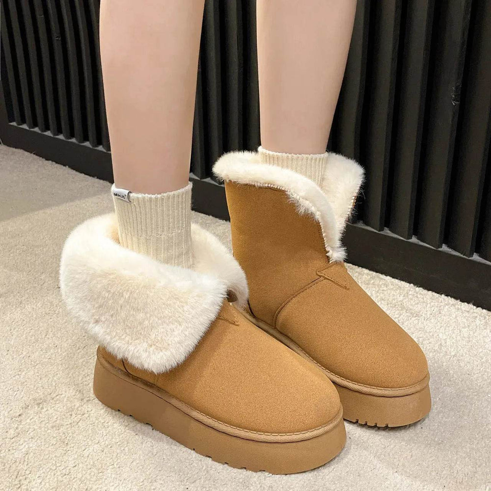 Winter Warm Snow Boots New Fashion Foldable Fleece Cotton Shoes For Women Plus Velvet And Thickened Plush Ankle Boots - EX-STOCK Canada