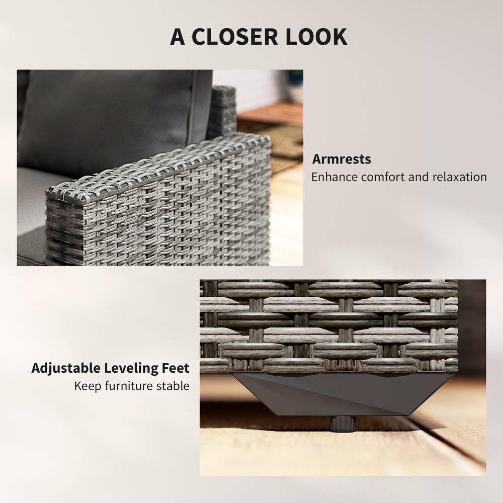 Conjunto de muebles de patio, cojines, sofá, love seat, mesa de almacenamiento, grisEX-STOCK Canada