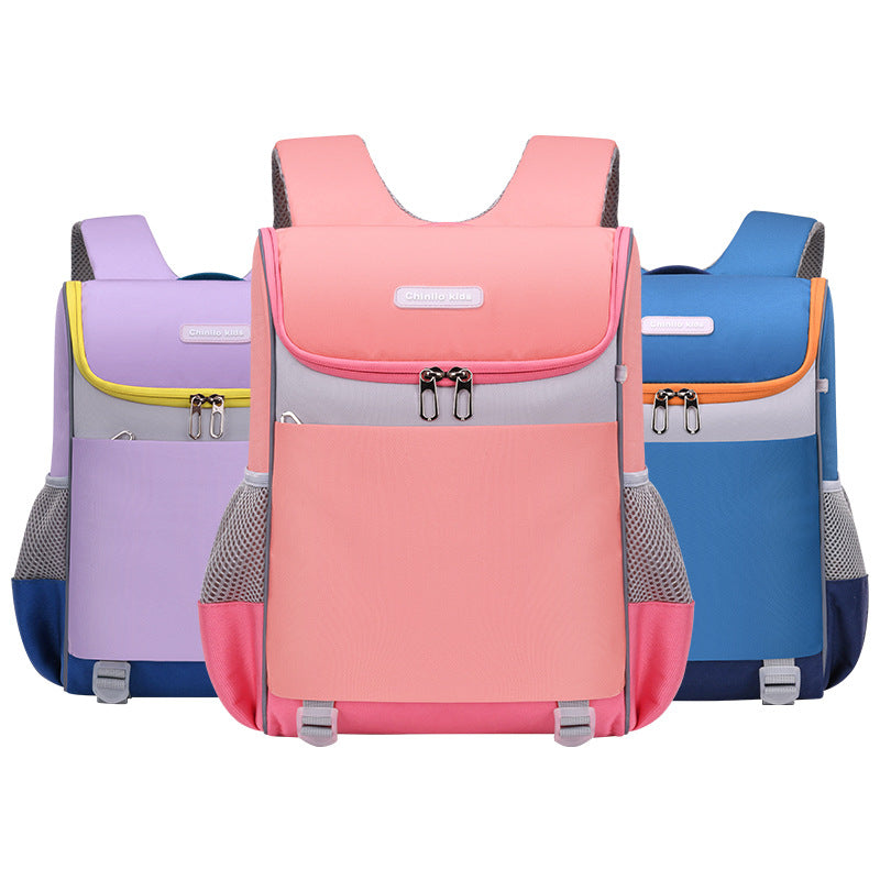 Three colorful backpacks on a white background