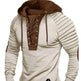 Spring And fall Pure Color Tied Hoodie Street fashion Bronzing Lacing Sweatshirt - EX-STOCK Canada