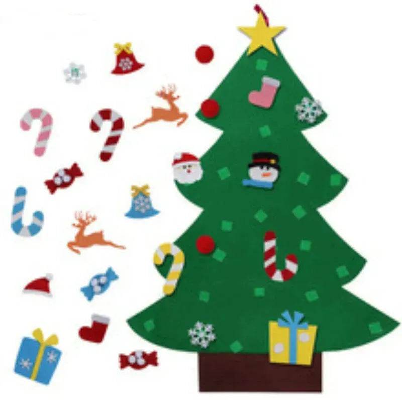 DIY Felt Christmas Tree New Year Toddler Kids Handmade Gift Toys Door Wall Hanging Ornaments Holiday Party Home Decor Set - EX-STOCK Canada