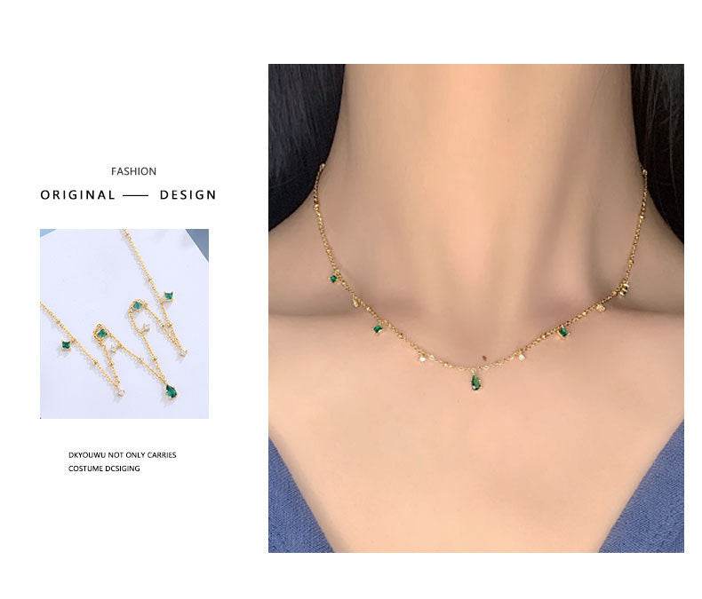 Generous water drop emerald zircon necklace - EX-STOCK Canada