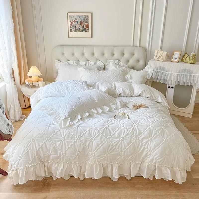 طقم مكون من أربعة قطع من القطن المغسول، غطاء لحاف قلب فتاةEX-STOCK Canada