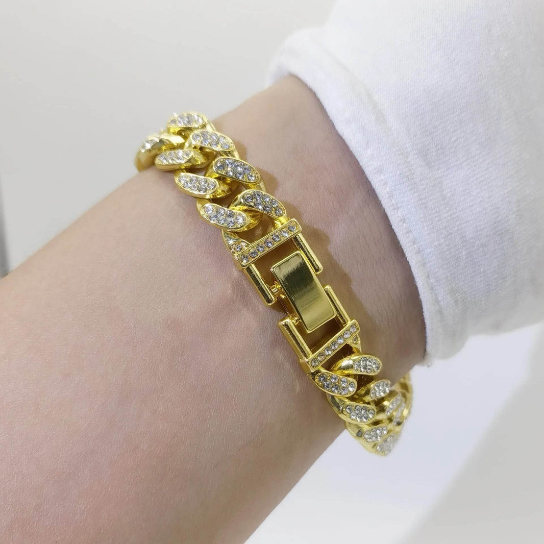 Flat Cuban Link Chain Diamond Bracelet - EX-STOCK Canada
