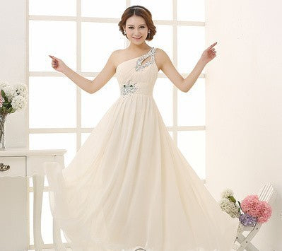 Evening dress one-shoulder dinner banquet long banquet EX-STOCK Canada