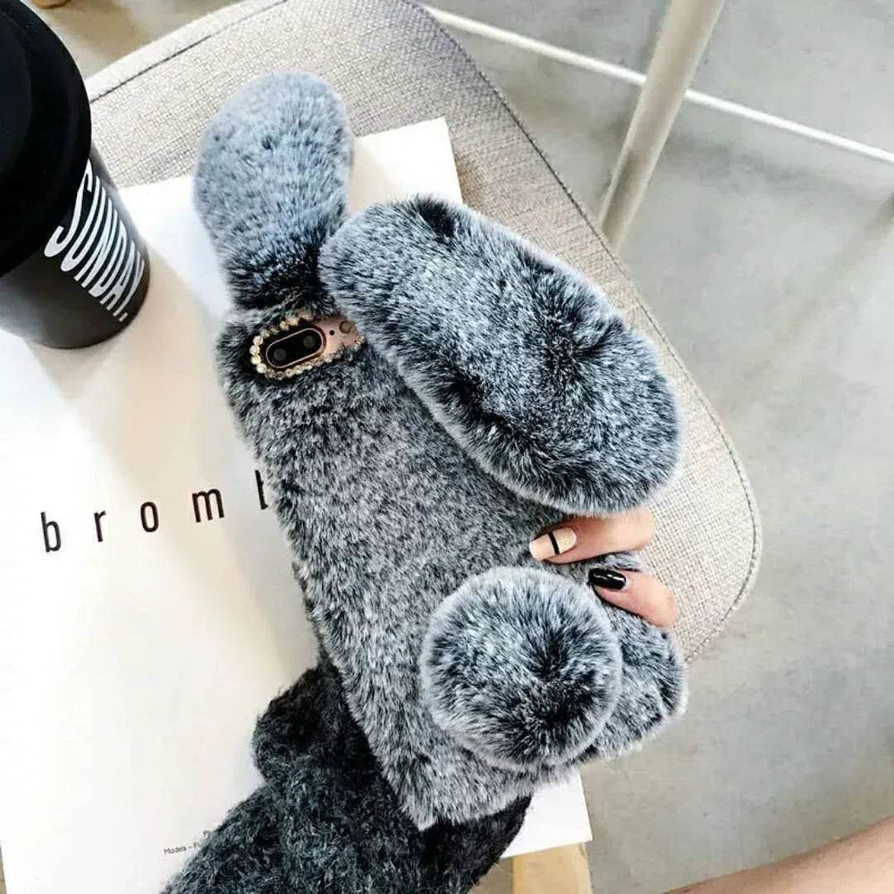Cute Creative Rabbit Plush warm phone case women - EX-STOCK Canada
