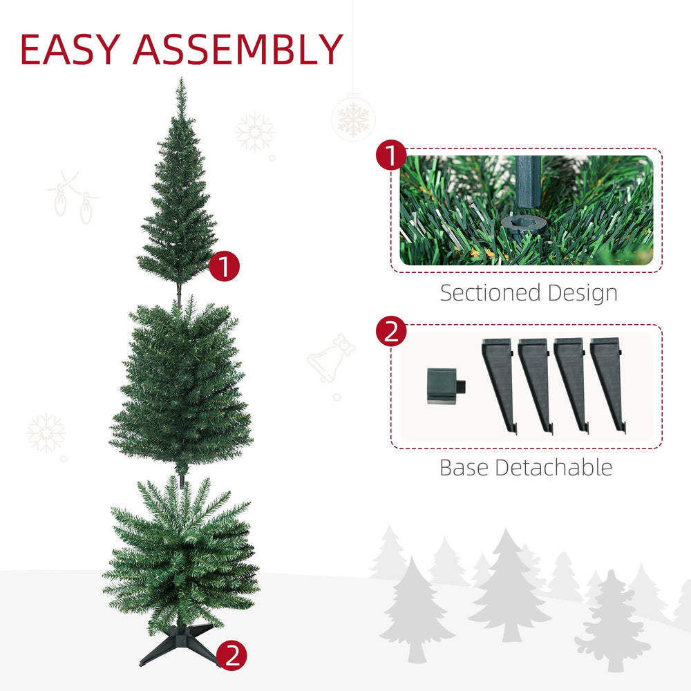 6' Pre Lit Artificial Pencil Christmas Trees, Xmas Tree With Realistic Branches And Warm White LED Lights, Green EX-STOCK Canada