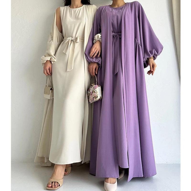 Mode féminine Robe musulmane Manteau ample à laçage et taille ajustée Long EX-STOCK Canada