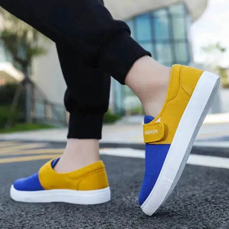 Canvas Flat Shoes Men Velcro Fashion Casual Unisex Sneakers - EX-STOCK Canada