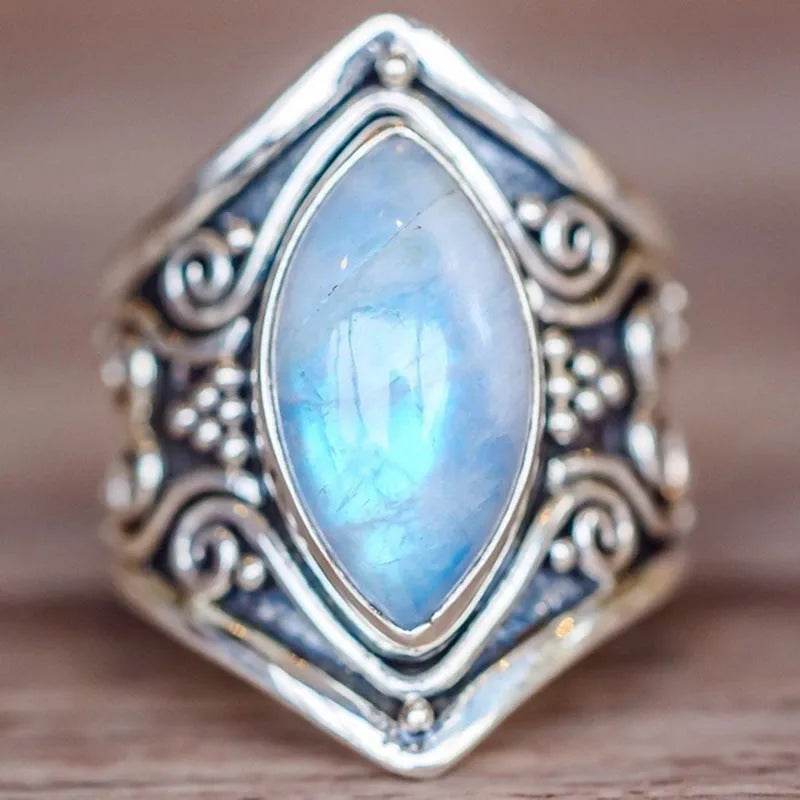 Fashion Antique silver vintage moonstone ring for men - EX-STOCK Canada