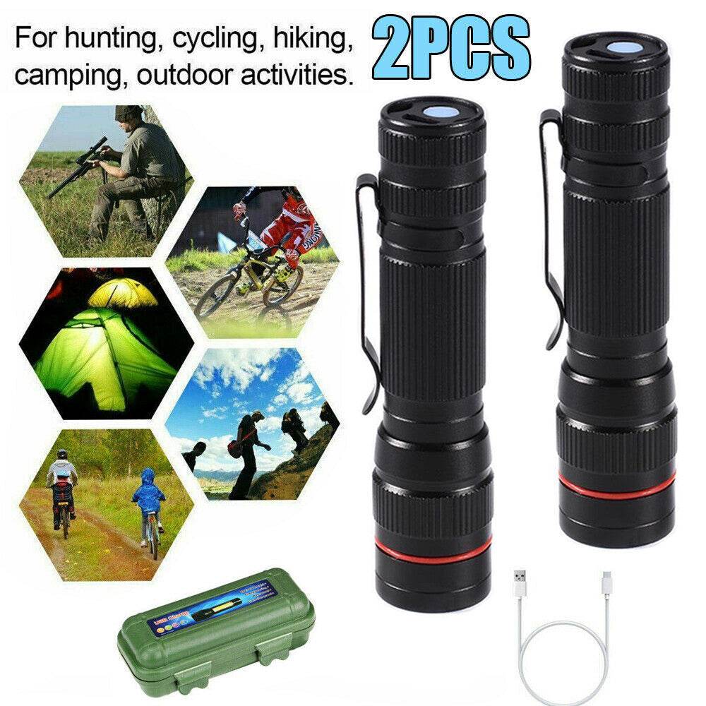 LED Military Flashlight USB Rechargeable Tactical Zoom Handheld Torch - EX-STOCK Canada