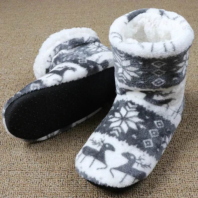 Christmas Elk Floor Shoes Indoor Socks Shoes Warm Plush House Slippers - EX-STOCK Canada