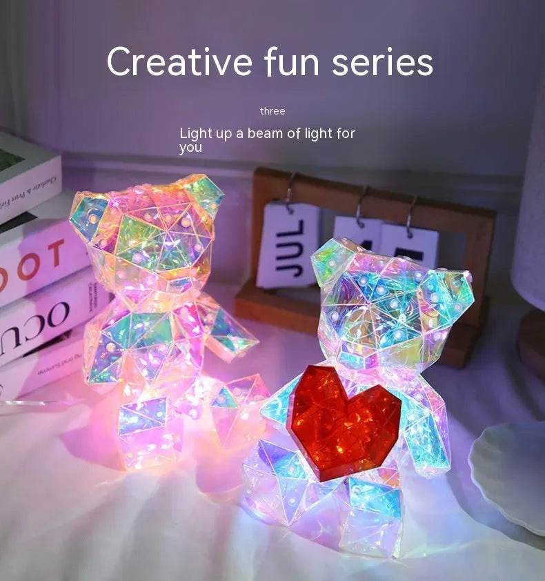 Laser Cross-border Colorful Bear Birthday Christmas Gift Diy Decoration Valentine's Day Gift Bear Night Light - EX-STOCK Canada