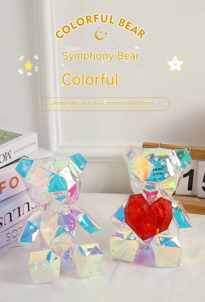 Laser Cross-border Colorful Bear Birthday Christmas Gift Diy Decoration Valentine's Day Gift Bear Night Light - EX-STOCK Canada