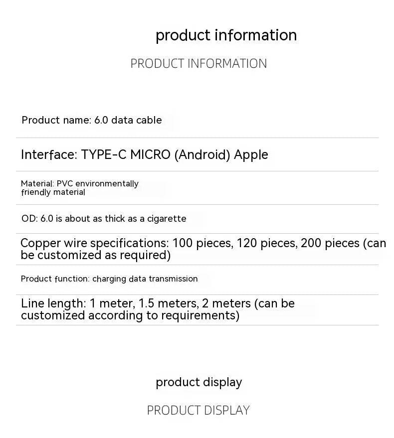 Charging Cable Fast Charging 120W Mobile Phone 6A Bold - EX-STOCK Canada