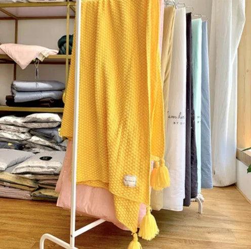 Fringed Knitting Blanket Wool Blanket EX-STOCK Canada