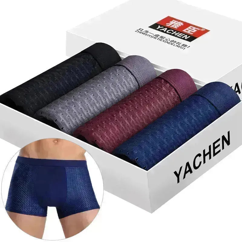 ملابس داخلية بوكسر شبكية حريرية قابلة للتنفس من Yachen للرجال