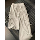 Fashion Vintage Bow lace up Drawstring Wide leg sweat pant for women - EX-STOCK Canada