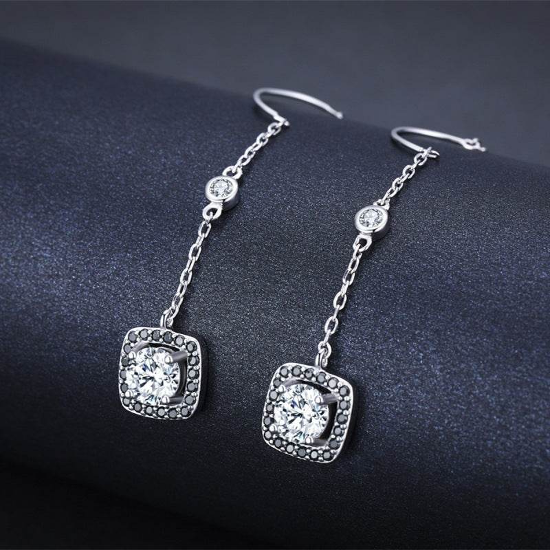 Light Luxury Long Copper Plated Zircon Dangle Earrings - EX-STOCK Canada