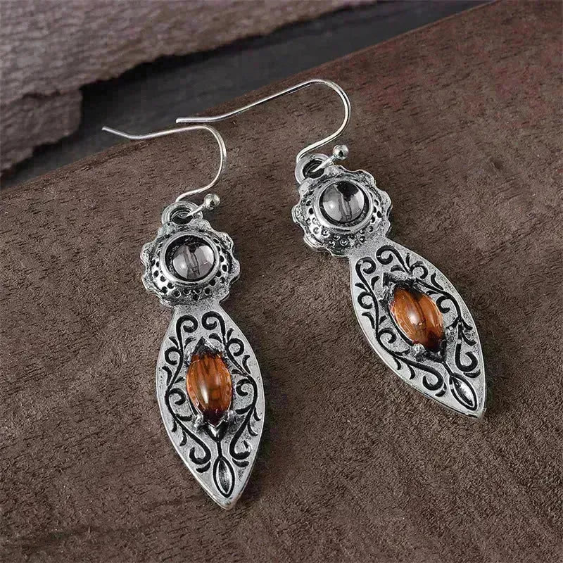 Boucles d'oreilles en pierre précieuse bicolore européennes et américaines