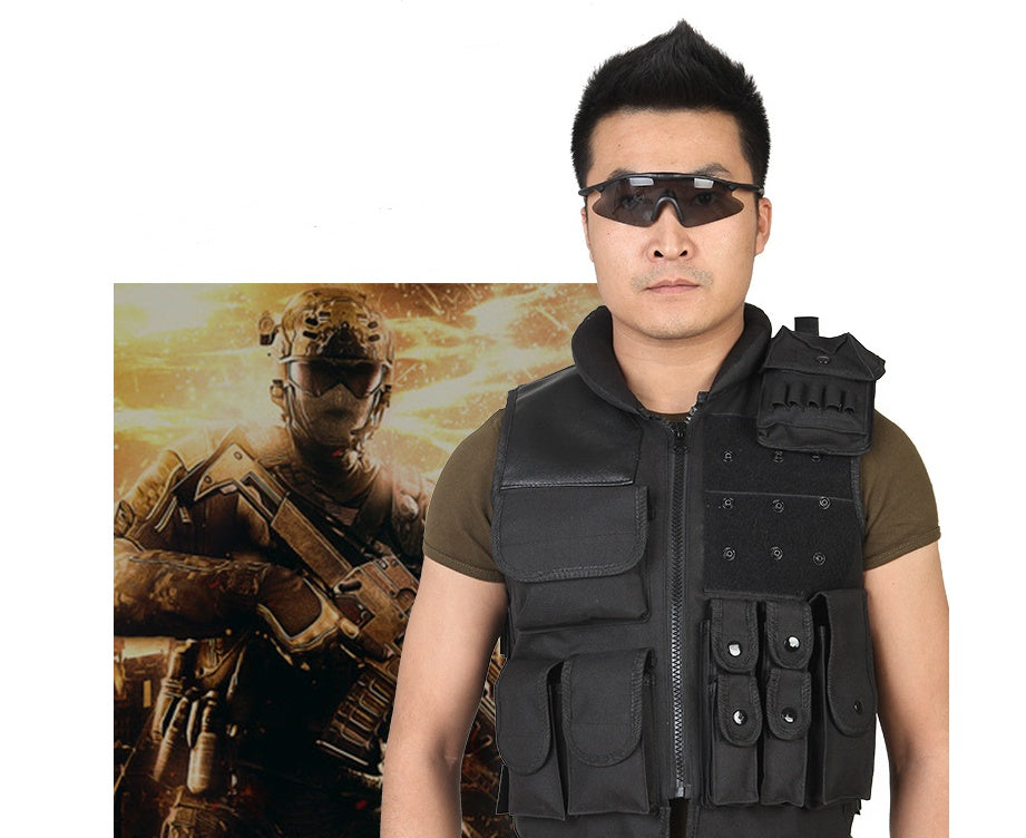 Chaleco táctico negro para hombre, chaleco militar de cazaEX-STOCK Canada