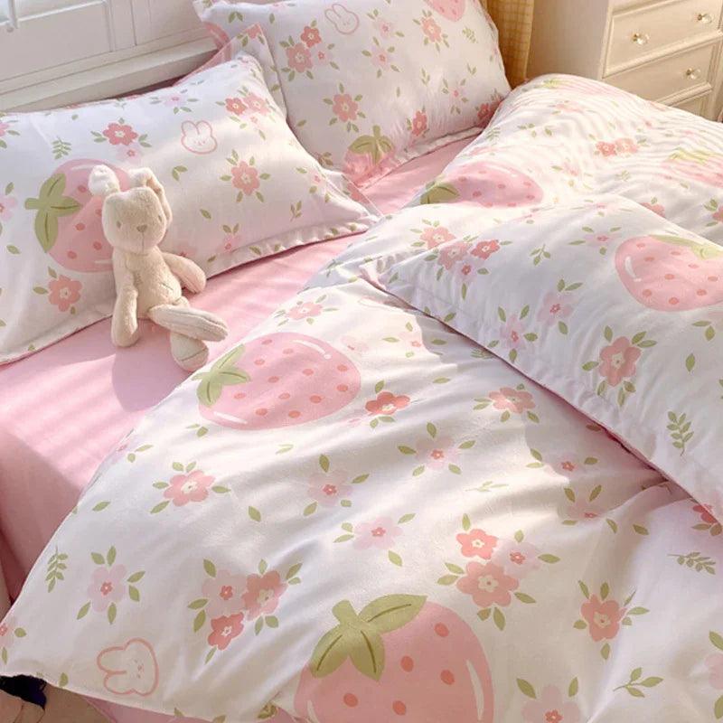 3-teiliges Erdbeer-Bettbezug-Set Erdbeer-Muster Bettwäsche für Zuhause Schlafzimmer Dekor Mikrofaser-Steppdeckenbezug Geschenke Einzelbett Doppelbett Queen King GrößeEX-STOCK Canada