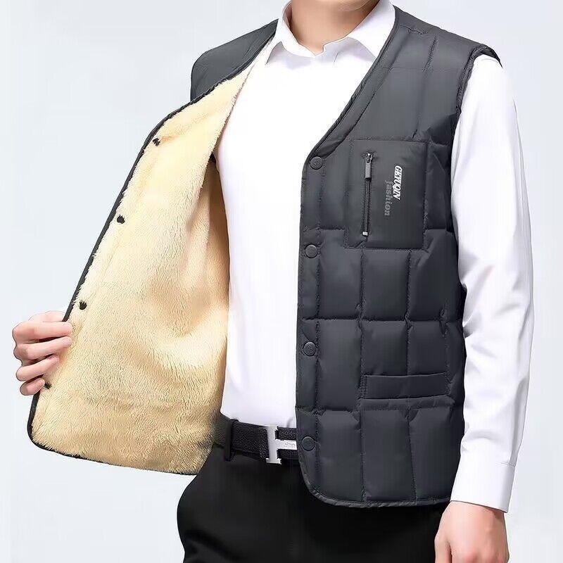Gilet imbottito da uomo in piuma d'oca, taglie forti, caldo per autunno e invernoEX-STOCK Canada