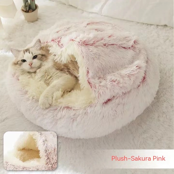 2 In 1 Dog And Cat Bed Pet Winter Bed Round Plush Warm Bed House Soft Long Plush Pets Bed Pet Products EX-STOCK Canada