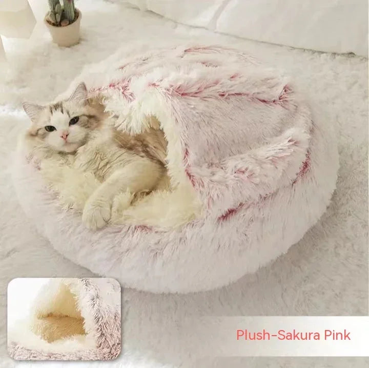 Cama para Perros y Gatos 2 en 1 Cama de Invierno para Mascotas Redonda de Felpa Cálida Suave Cama de Felpa Larga para Mascotas Productos para MascotasEX-STOCK Canada