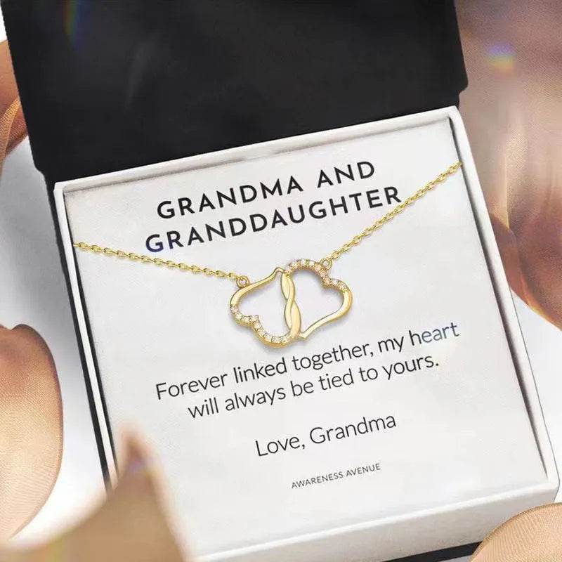 Fashion Double Heart Love Necklace With Rhinestones Inlaid Zircon Mother Valentine's Day Gift - EX-STOCK Canada