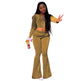 Women 2pcs Velvet Hoodie Wide leg Pant Crop top sweatsuit Athleisure Outfit - EX-STOCK Canada