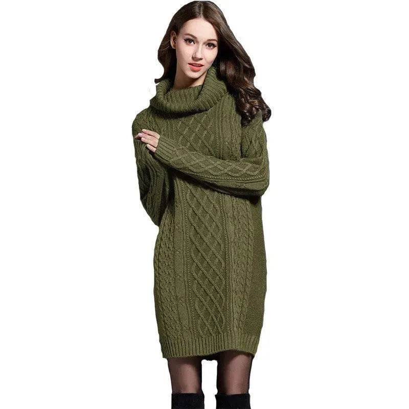 New Autumn Winter Solid Knitted Oversized Mini Turtleneck Sweater Dress - EX-STOCK Canada