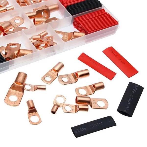 120Pcs Copper Wire Terminal Connectors, AWG 2 4 6 8 10 Copper Wire Lugs With Heat Shrink Set, 60Pcs Copper Wire Lugs And 60pcs Heat Shrink Tubing - EX-STOCK Canada