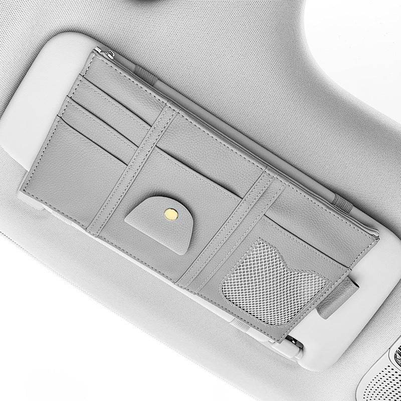 Car Sun Visor Organizer Storage Holder Full Leather Wrap - EX-STOCK Canada