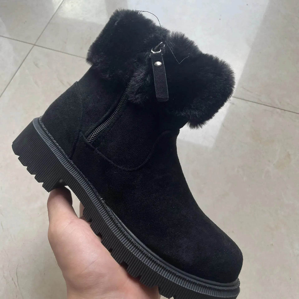 Warm Plush Boots Winter Fashion Side-Zipper Snow Boot For Women Outdoor Thickened Low-heeled Shoes - EX-STOCK Canada
