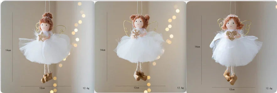 Christmas White Tulle Skirt Golden Wings Angel Girl Pendant EX-STOCK Canada