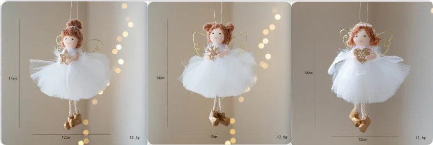Gonna di Tulle Bianca di Natale Pendente di Angelo Ragazza con Ali DorateEX-STOCK Canada